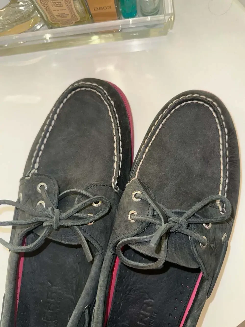 Sperry Top-Sider Original 2-Eye Boat Shoes Black Suede with Red Sole